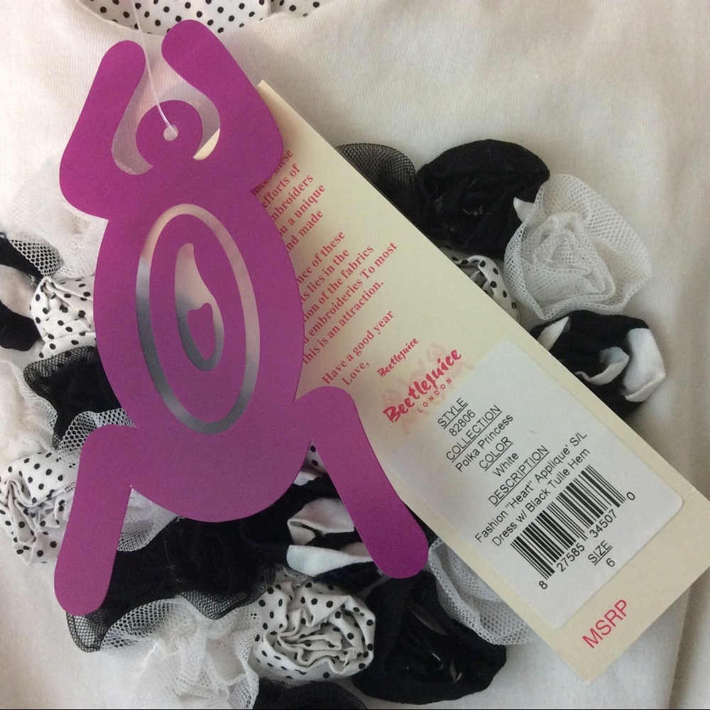 New Beetlejuice of London Heart Tulle Dot Dress - Picture 5 of 6